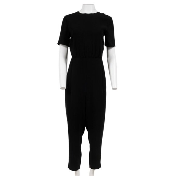 Max Mara Womens Tie Back Crepe Jumpsuit IT 46 US 12 Black